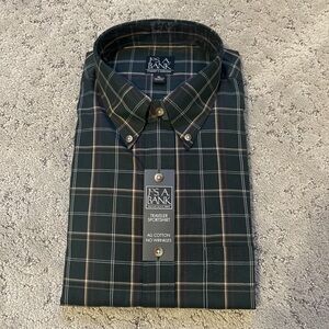 Jos. A. Bank Men's Dark Green Plaid Button Down Shirt